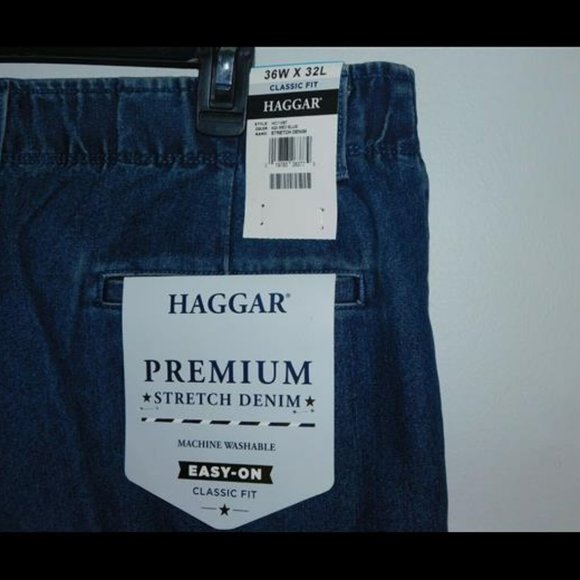 Haggar Men's Stretch Denim Jean Flat Front Pants Classic Fit Sz 36x32 NWT - Picture 4 of 4